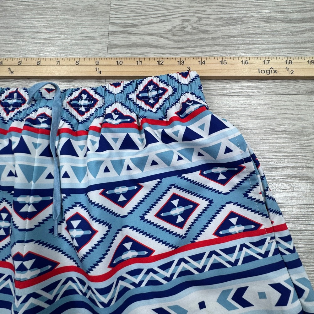 Meripex Mens Swim Trunks Southwestern Geometric Blue Red Medium Mesh Lined Short - Picture 6 of 10